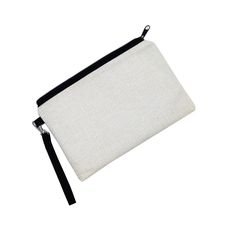 5pcs Coin Purses Sublimation DIY White Double Sided Blank Linen Long Clutch Bag With Lining 23*16.5cm