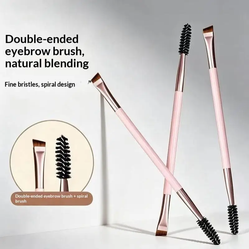 Make-up-Pinsel-Set mit zwei Köpfen, leicht, rutschfester Griff, Wimpernklinge, Eyeliner, Augenbrauenpinsel für Anfänger im Make-up-Bereich