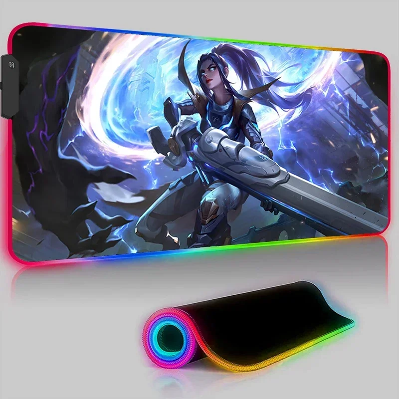 League of Legends Mouse Pad LED Kawaii Caitlin Anime Keyboard Mat RGB Computer Game Accessories Sexy Girls Large Size Carpet