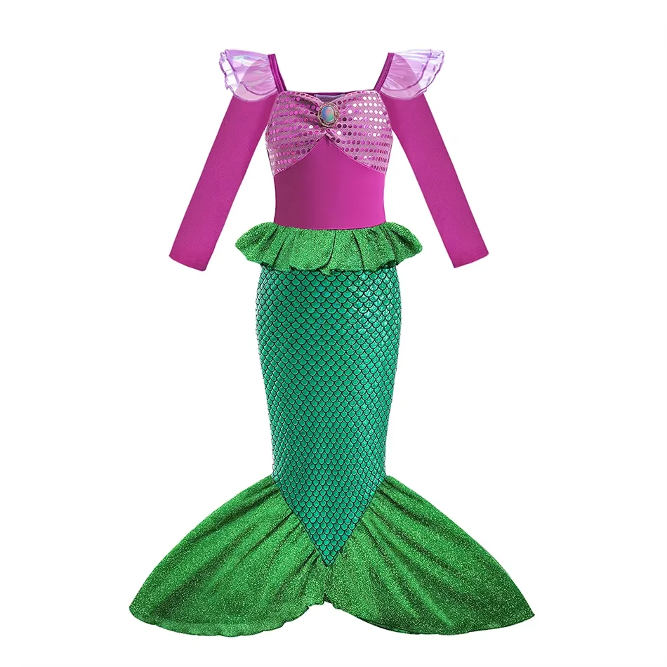 Kids Girl Fancy Princess Dress Little Mermaid Clothing Girls Party Vestidos Carnival Children Cosplay Girls Casual Dresses