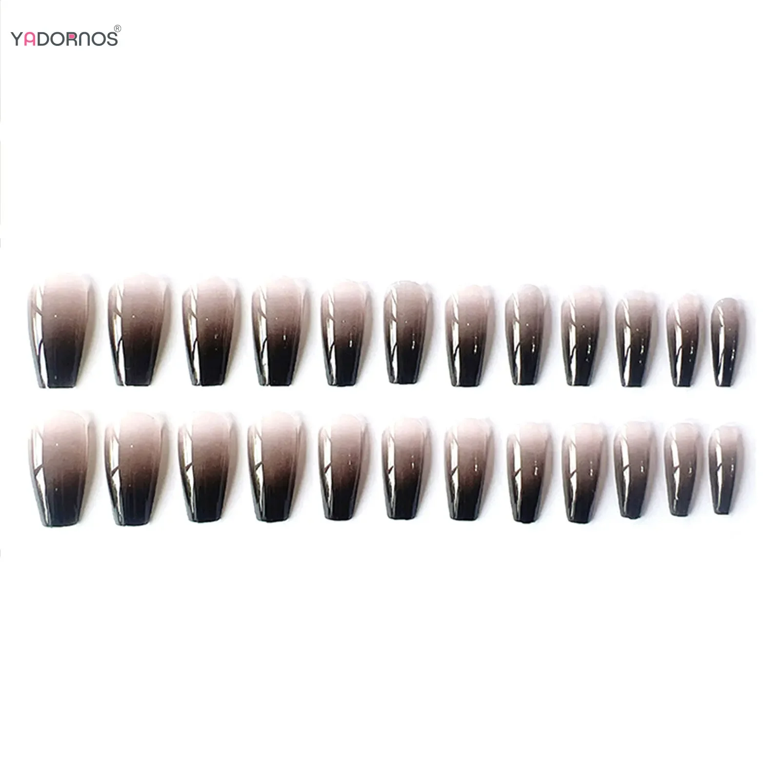 التدرج الأسود الأظافر وهمية طويلة راقصة الباليه الأظافر اضغط على بسيط غطاء كامل الأظافر كاذبة نصائح للنساء الفتيات DIY بها بنفسك مانيكير 24 قطعة