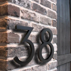 1pc 152mm Floating House Number Outdoor 6 inch Black Aluminum Alloy Apartment Door Number Mailbox Address Sign #0-9 With Screws
