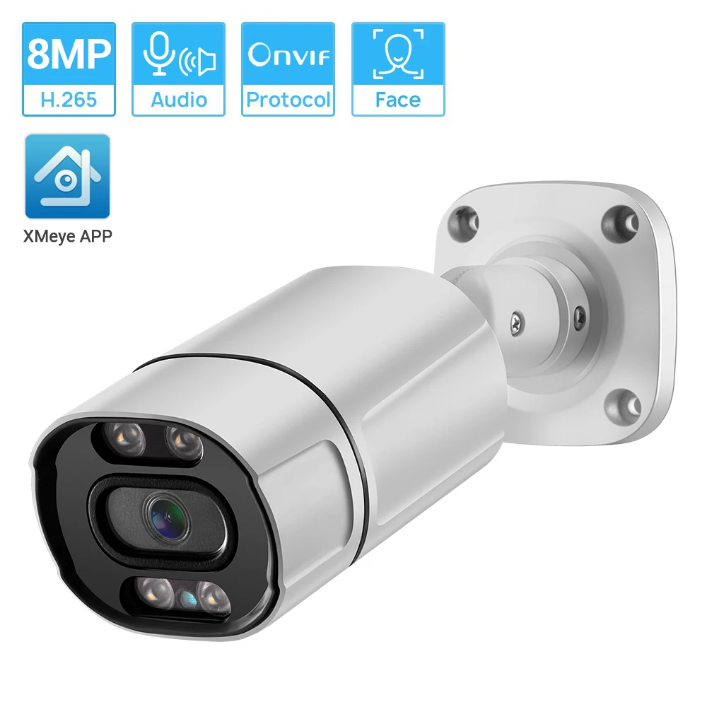 

8MP 4K IP Camera Waterproof Face Detection Two Way Audio Color Nightvision 5MP Outdoor Home Surveillance CCTV Camera ONVIF