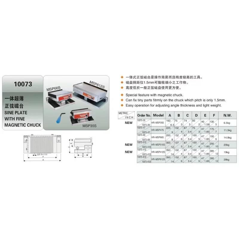 Fine Pitch 100*175 Industrial Magnet Permanent Magnetic Sine Table Ferrite Material