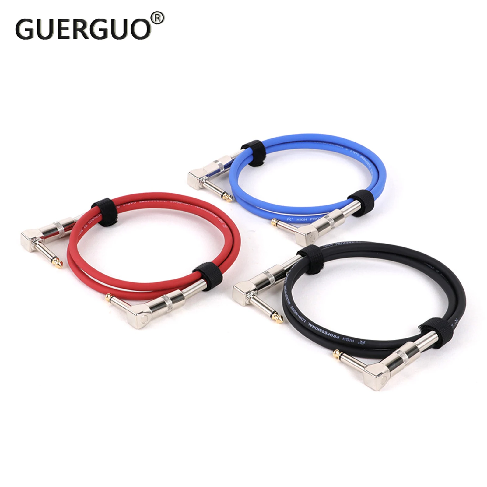 

1/4 Guitar Effects Cable Pedal Cable Instrument Patch Cord Right Angle 6.35 to 6.35 Mono Electric Guitar Effect Wire Metal Head