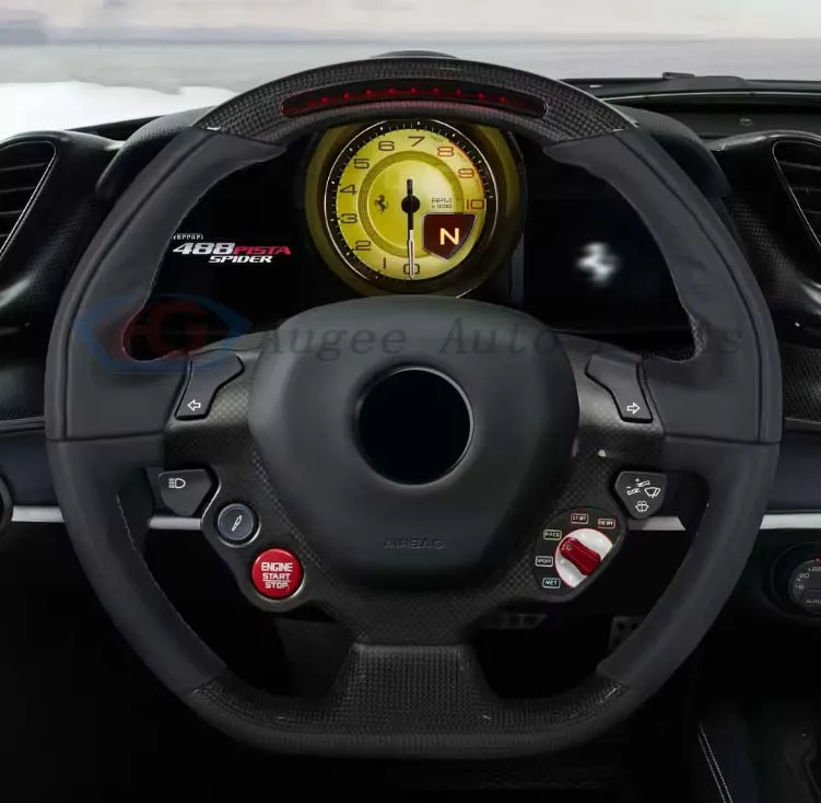 

Suitable for 488 Pista 488 GTB 458 F12 Luxury Carbon Fiber Steering Wheel With alcantara Perforated Flat Leather LED Display