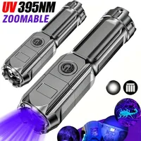 395nm UV Flashlights Ultraviolet Fluorescent Agent Inspection Flashlight USB Led Torch Lamps for Pet Urine Scorpion Detection