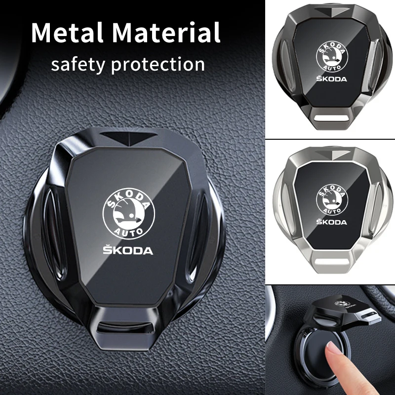 Car One-Touch Start Button Cover Metal Start Case Decor Accessories For Skoda Octavia 1 2 3 4 PRO Kodiaq Elroq Kylaq Kamiq