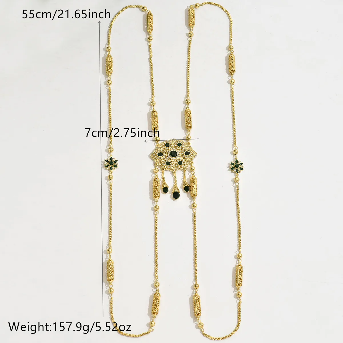 สร้อยคอผู้หญิงสไตล์โมร็อกโกคลาสสิกแบบย้อนยุค ลายดอกไม้ฉลุ สร้อยคล้องไหล่สำหรับงานแต่งงาน