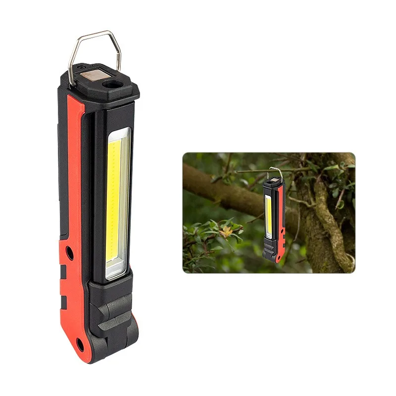 The latest portable  flashlight  USB rechargeable LED work light magnetic COB lantern outdoor hook light