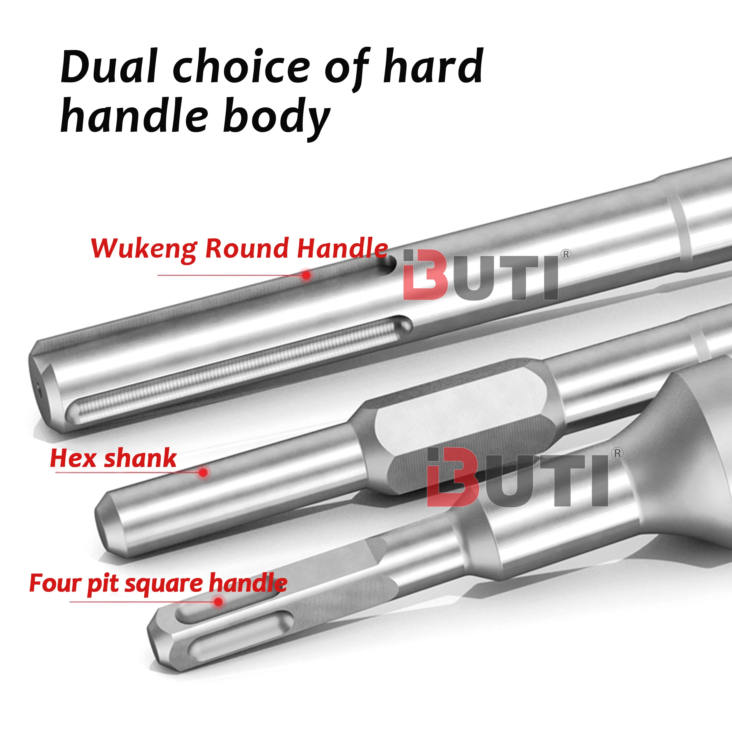 Martillo de flores con mango cuadrado/redondo/hexagonal, cabezal de endurecimiento, broca de cemento en paredes de hormigón, herramienta eléctrica de superficie de Litchi, 12/16