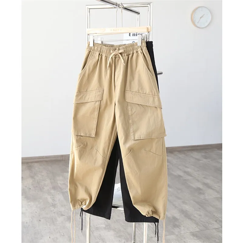 

Loose Fit Men's Cotton Workwear Casual Pants Straight Leg Trousers with Dstring Faionable And Comfortable