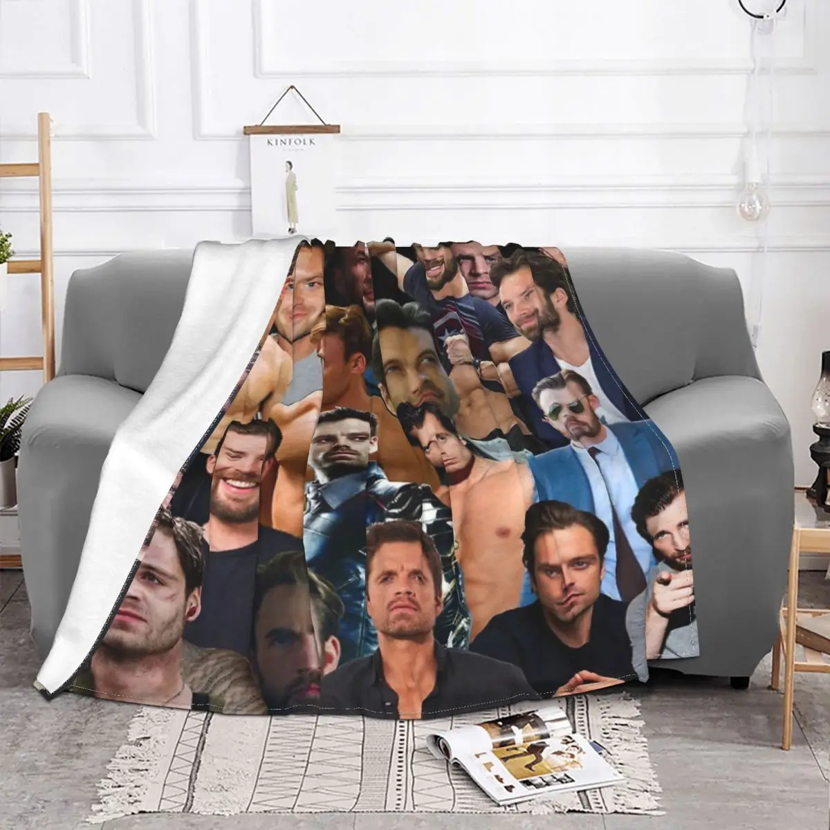 Sebastian Stan And Chris Evans Collage Plush Bed Blanket Winter Blankets Home And Decoration Throw Blanket