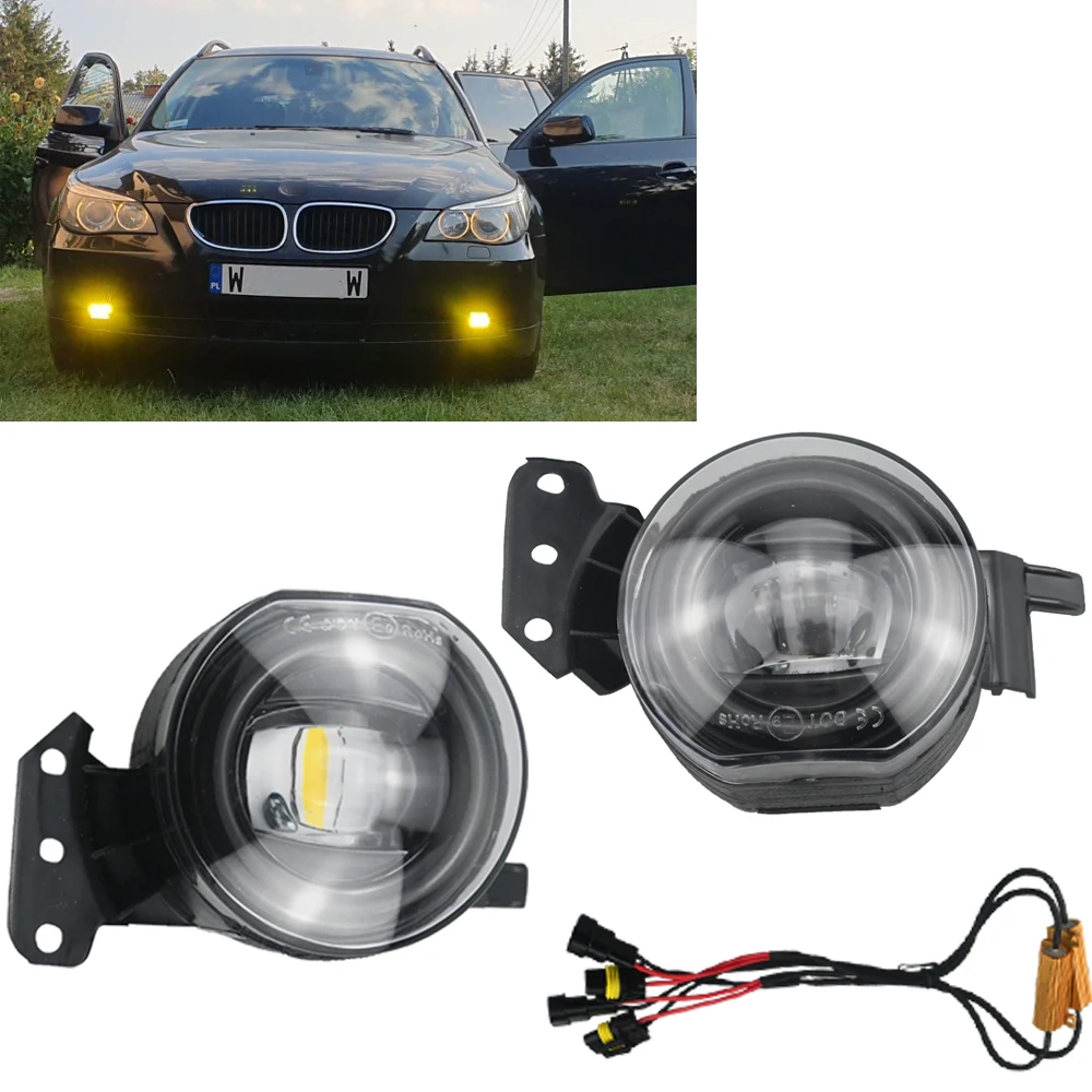 

1 Pair Fog Light LED Headlight For BMW E60 E90 E63 E46 323i 325i 335i 328i 525i 530i DRL Car Accessories Fog Lamp Auto Driving