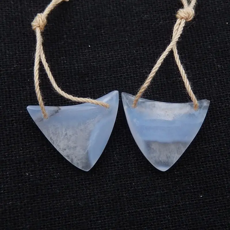 

Semiprecious Natural Stone Blue Lace Agate Double Holes Earring Bead Accessories For Women 19x16x5mm 4g