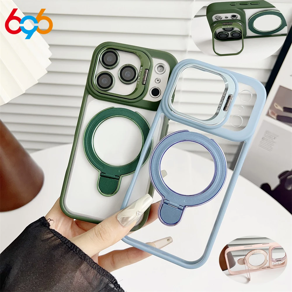 Newest Anti-Fall Magnetic Phone Case Double Bracket Shell For Iphone 17Air 17Promax 17 pro 16Promax 16Plus 16 15 Promax 14 13 12