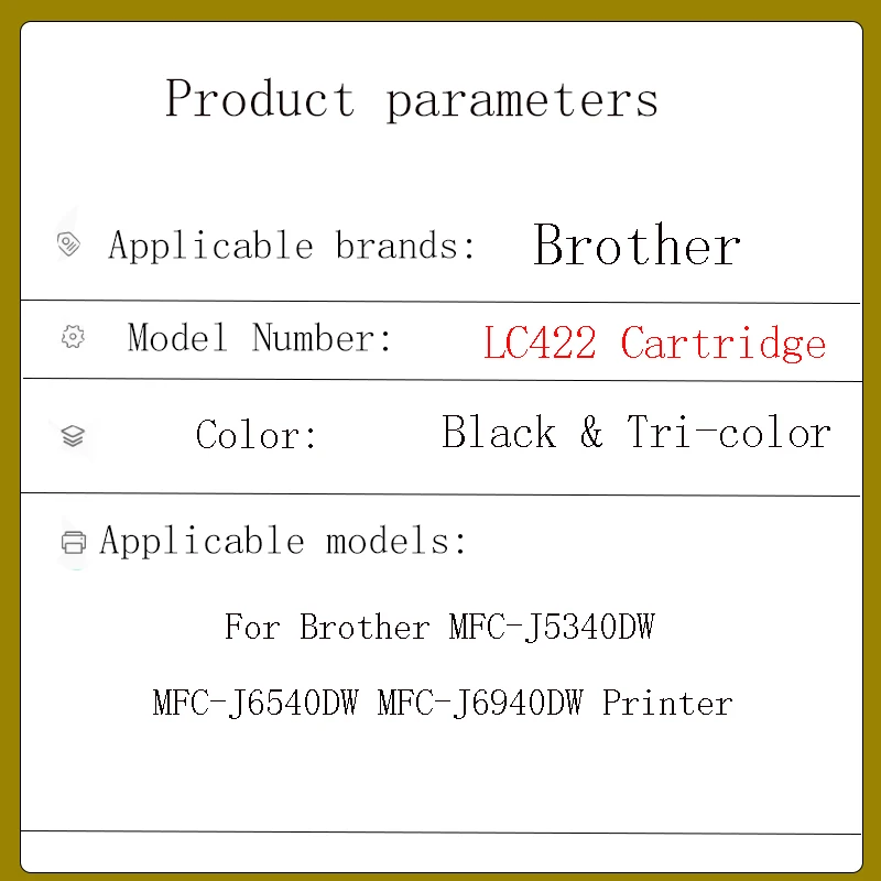 4PCS 422 LC422 LC 422 Compatible Ink cartridges For Brother MFC-J5340DW  J5345DW  J5740DW  J6540DW  J6940DW printer