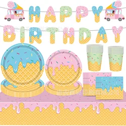 Ice Cream Party Decorations Ice Cream Theme Plates Birthday Party Sweet Summer Party Disposable Dessert Plates Napkins Sweet One