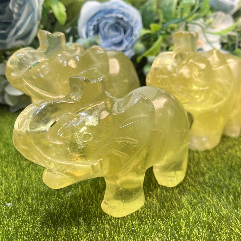 Wholesale Natural Crystal Healing Stones Citrine Elephant Carving For Home Decoration