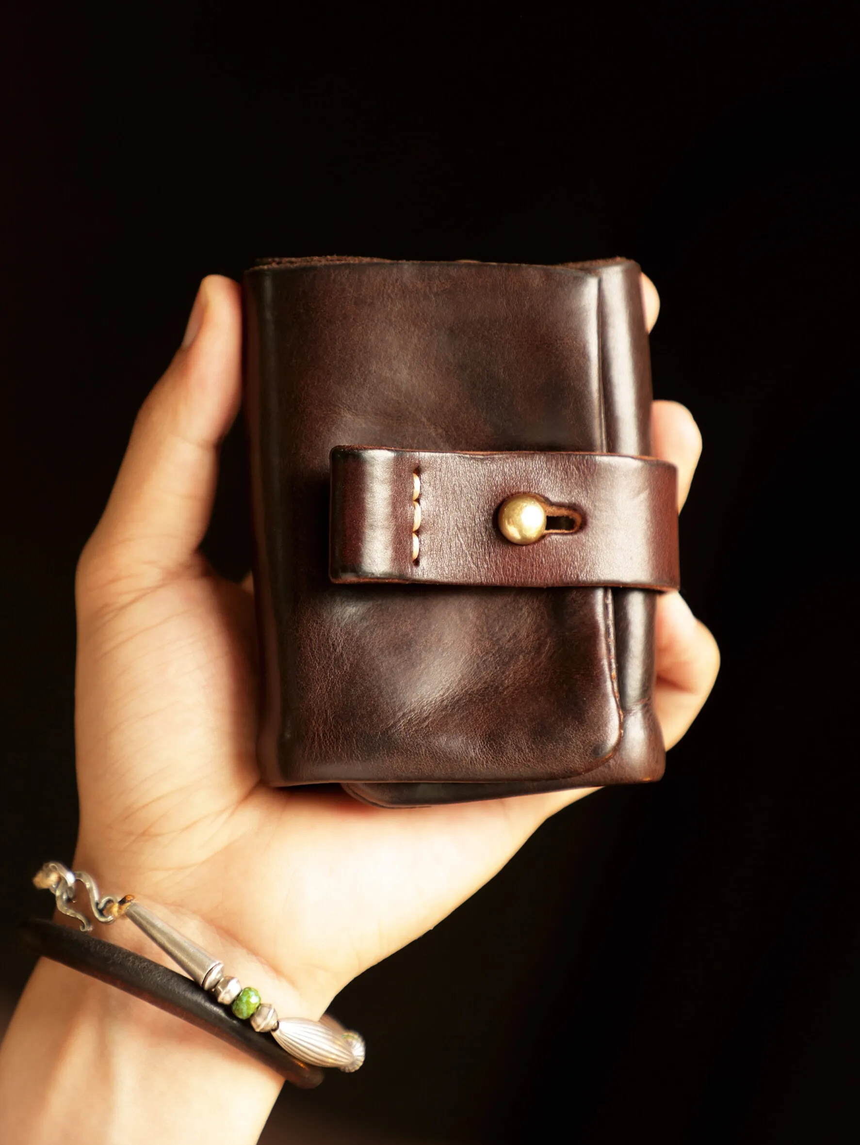 Vintage designer handmade first layer cowhide men's women's short wallet casual luxury genuine leather ID card holder coin purse
