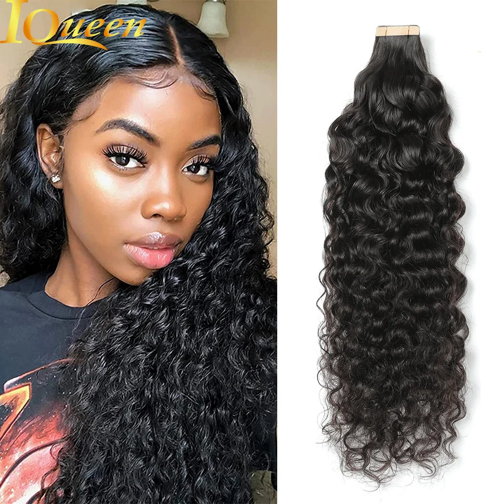 Tape In Human Hair Deep Wave Extensions 100% Real Remy Human Hair Skin Weft Adhesive Glue On For Salon High Quality for Woman