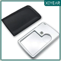 3X-6X Credit Card Led Magnifier Loupe With Light Leather Case Magnifying Glass Ultra-Thin Portable Square With LED Light