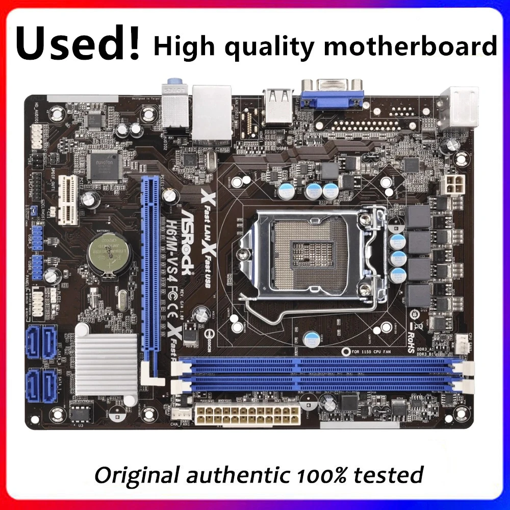 

Материнская плата для настольного компьютера ASRock H61M-VS4 LGA 11555 DDR3 для Intel H61 LGA1155, настольная материнская плата SATA II, используется