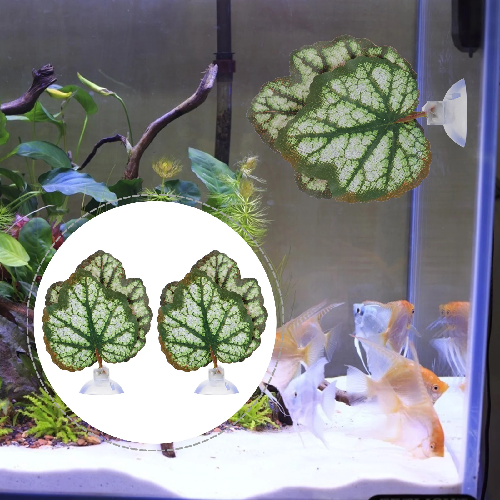 

2 Pcs Toy Fish Tank Landscaping Leaves Breeding Leaf Aquarium Resting Hammock Glass Green Bed