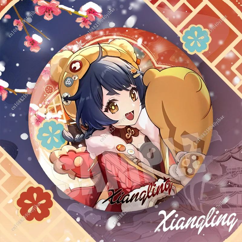 75MM Game Genshin Impact-2 Anime Cosplay Figure Pins Round Badge Brooch Prop Costume Bag Accessories Friends Game Fans Gifts