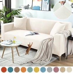 Polar Fleece Elastic Sofa Cover for Living Room ArmChair Cheap Corn Grid Fabric Sofa Slipcover Protector Home Decor 1/2/3/4 Seat