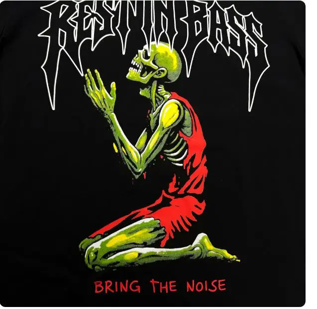 New 26 Men Bring The noise rest in bass peace T Shirts T-Shirt Hip Hop Skateboard Street Cotton T-Shirts Tee Top US size F5
