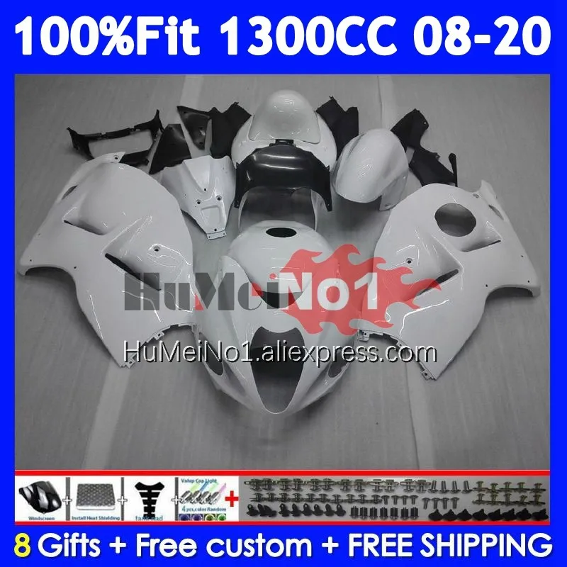 Fairing For SUZUKI Hayabusa White blk GSXR-1300 GSXR 1300 128No.164 GSXR1300 08 09 10 11 12 13 14 2015 2016 2017 2018 2019 2020