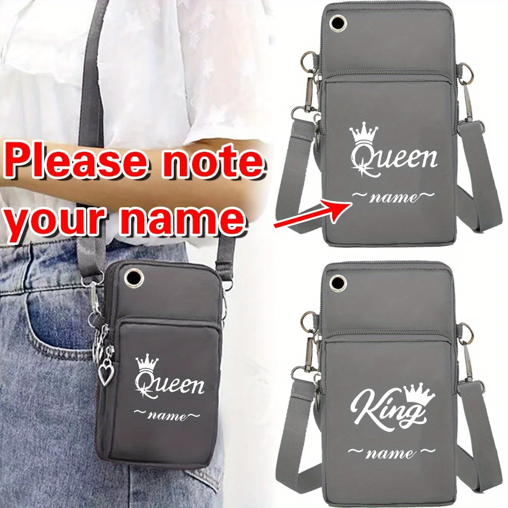 

Personalized Customization Gray Phone Bag, Sports Arm Bag Luggage Strap Crossbody Bag Handbag Fashionable Letter Printing Series