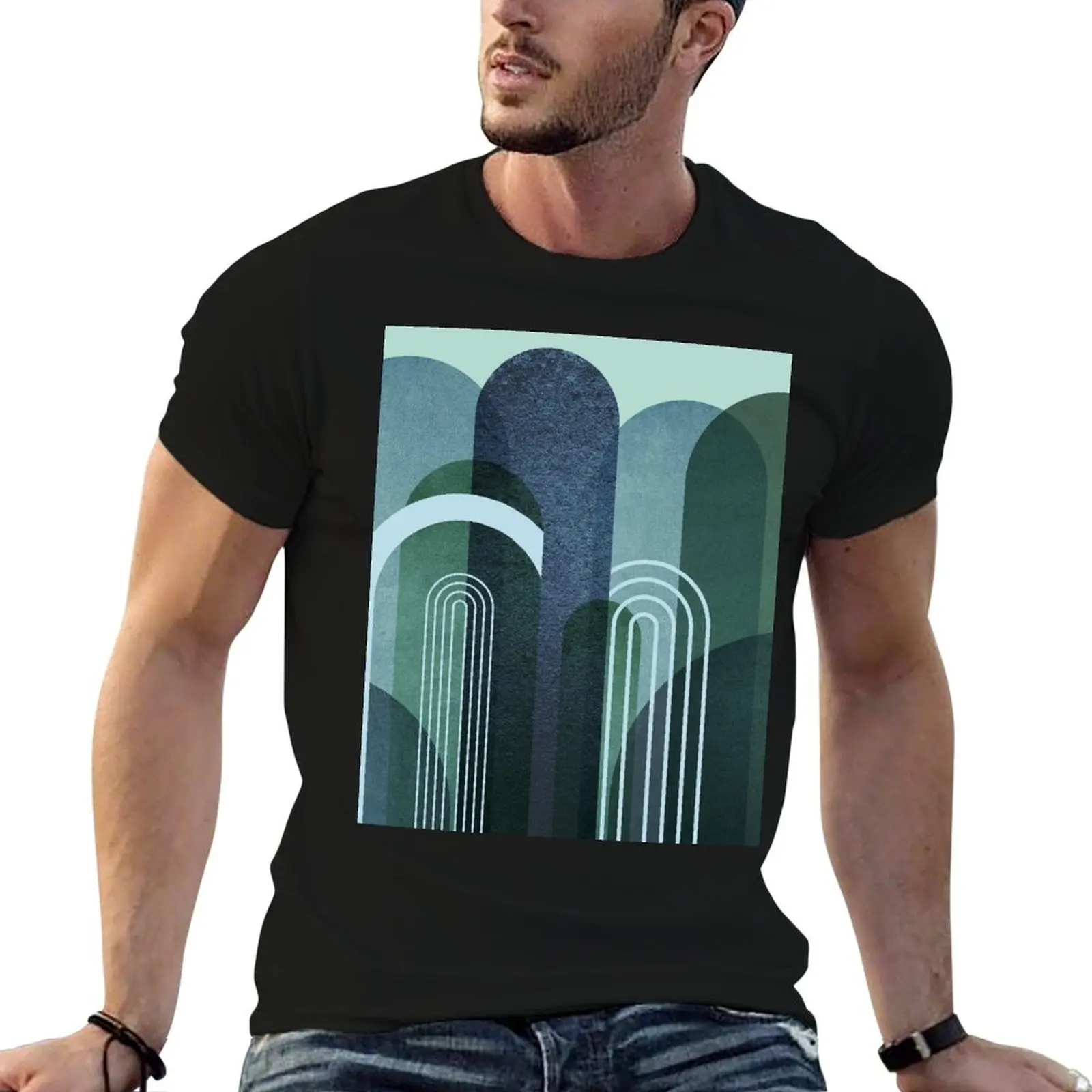 

Modern Mid Century Arches in Blue and Green T-Shirt street wear sublime tees t shirt for men