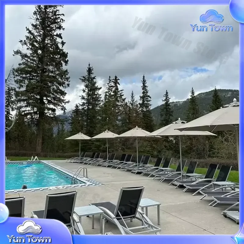 Aluminum Outdoor Sun Lounge Chair for Beach Poolside Resort Folding Chaise Lounger Mesh Back Portable Lightweight Sun Lounger