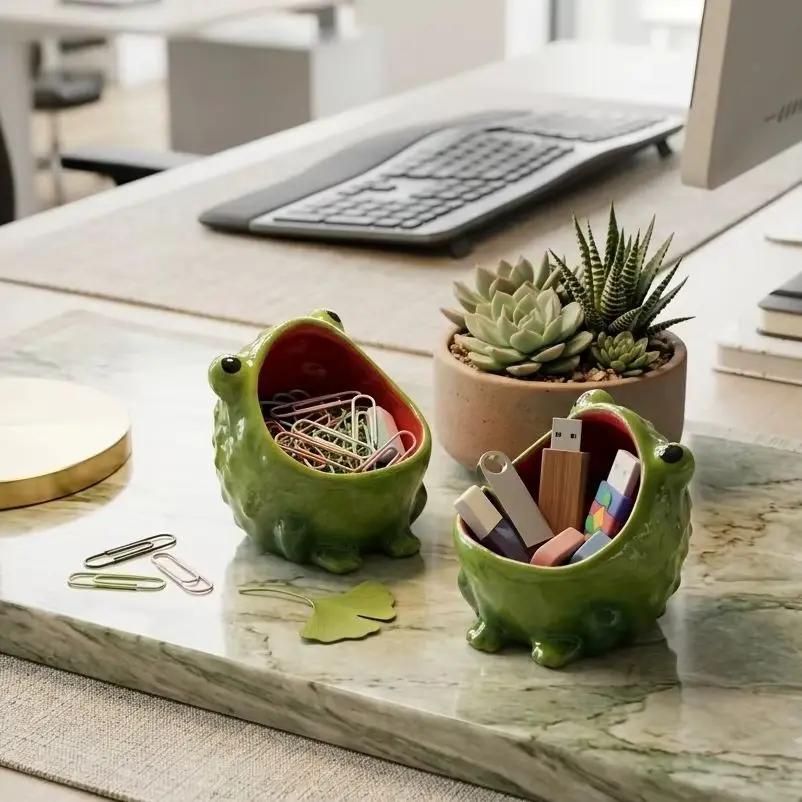 Cute Frog Shaped Catchall Dish Small Jewelry Holder Trinket Tray Desk Keys Organizer Aesthetic Room Decor Aesthetic Gift