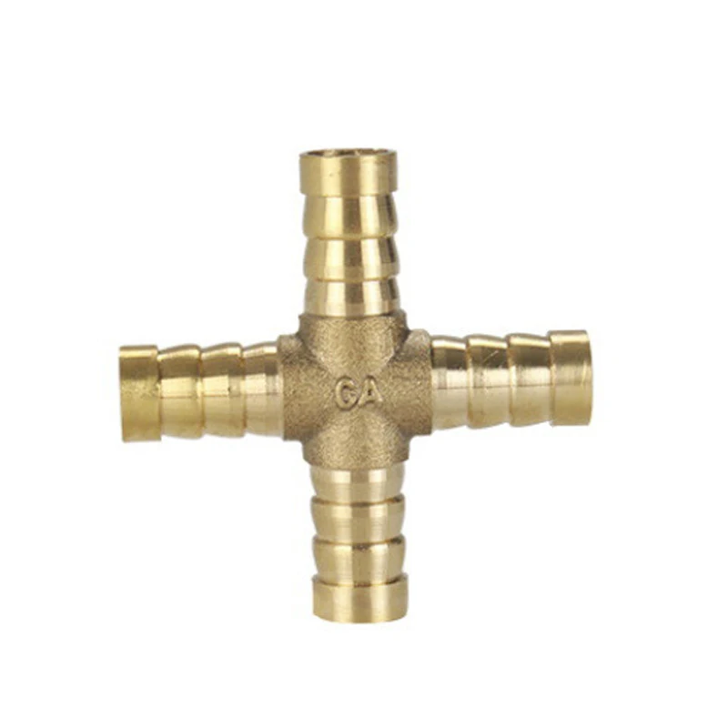 Encaixes do tubo da água do ar do pagode do cobre da mangueira 14mm 16mm 19mm conector transversal de bronze da tubulação da farpa 4 vias para 4mm 6 8mm 10mm 12mm 14mm 16mm