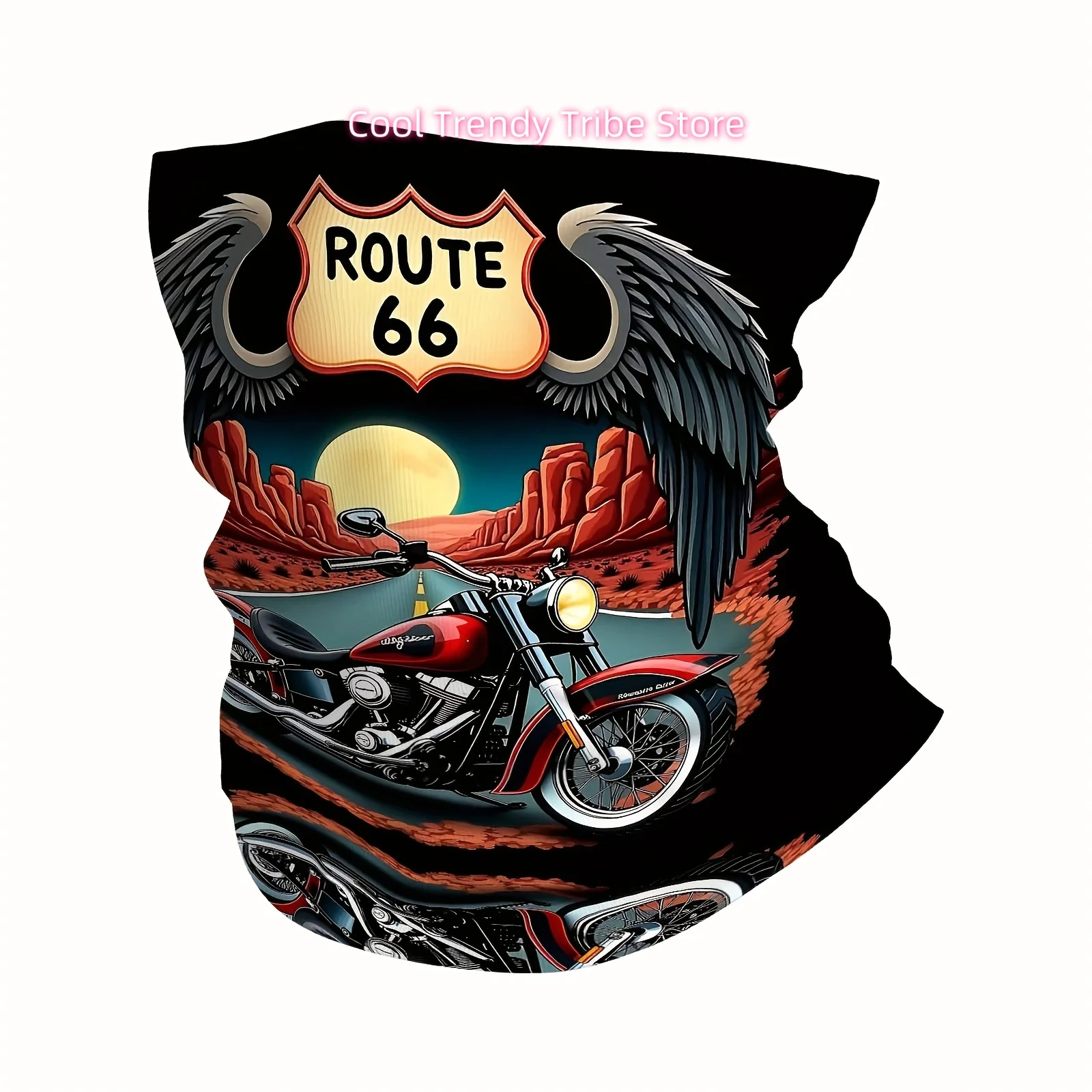 Motorcycle, Route 66, Wings Multi Functional Print Scarf Men Women Unsix Mask Neck Mask Holiday Events Gifts for Friends and Fam