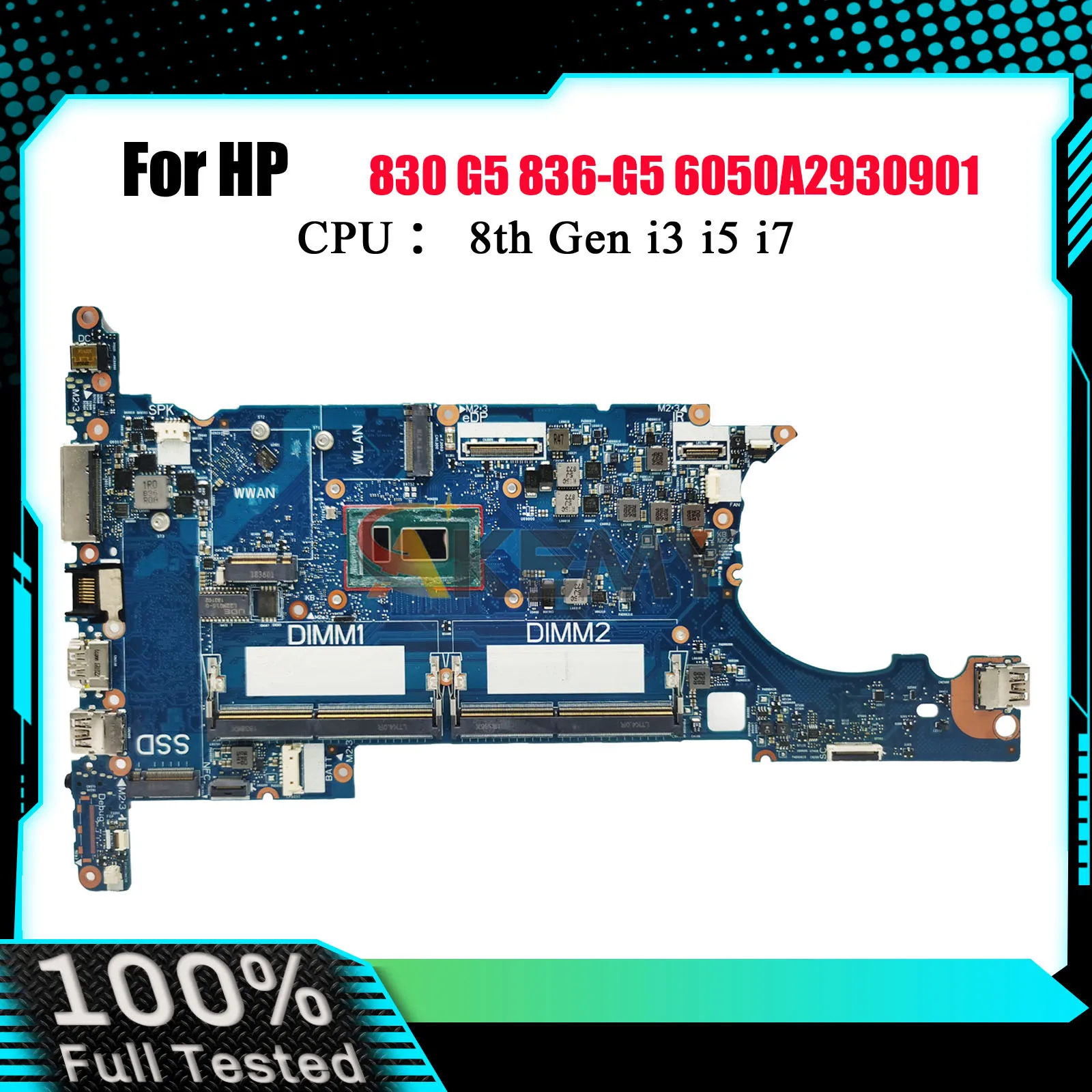 

6050A2930901 для ноутбука HP EliteBook 830 G5, материнская плата с процессором i5 i7 8-го поколения DDR4 L13687-601 L13709-601, 100% полностью протестировано