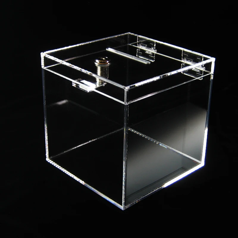 Non-profitable Group Charity Acrylic Suggestion Ballot Cube Box With Keylock For Church