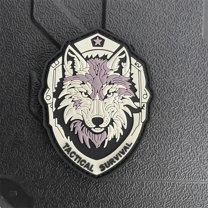 Survival Wolf Tactical Patches 3D PVC Morale Badge Hook&Loop Military Wolf Combat Patch Russian Chevron Backpack Stickers