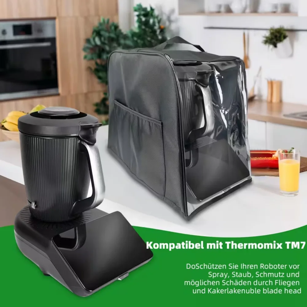 Thermomix TM7 Protective Cover and Dust Bag, Soundproof Dust Cover, Foldable Kitchen Protection Accessory, Transparent Cover.