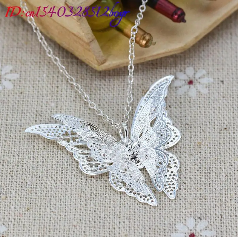 925 Silver Butterfly Pendant Necklace Amulet Gifts for Women Luxury Real Jewelry Talismans Vintage Fashion Accessories Charm