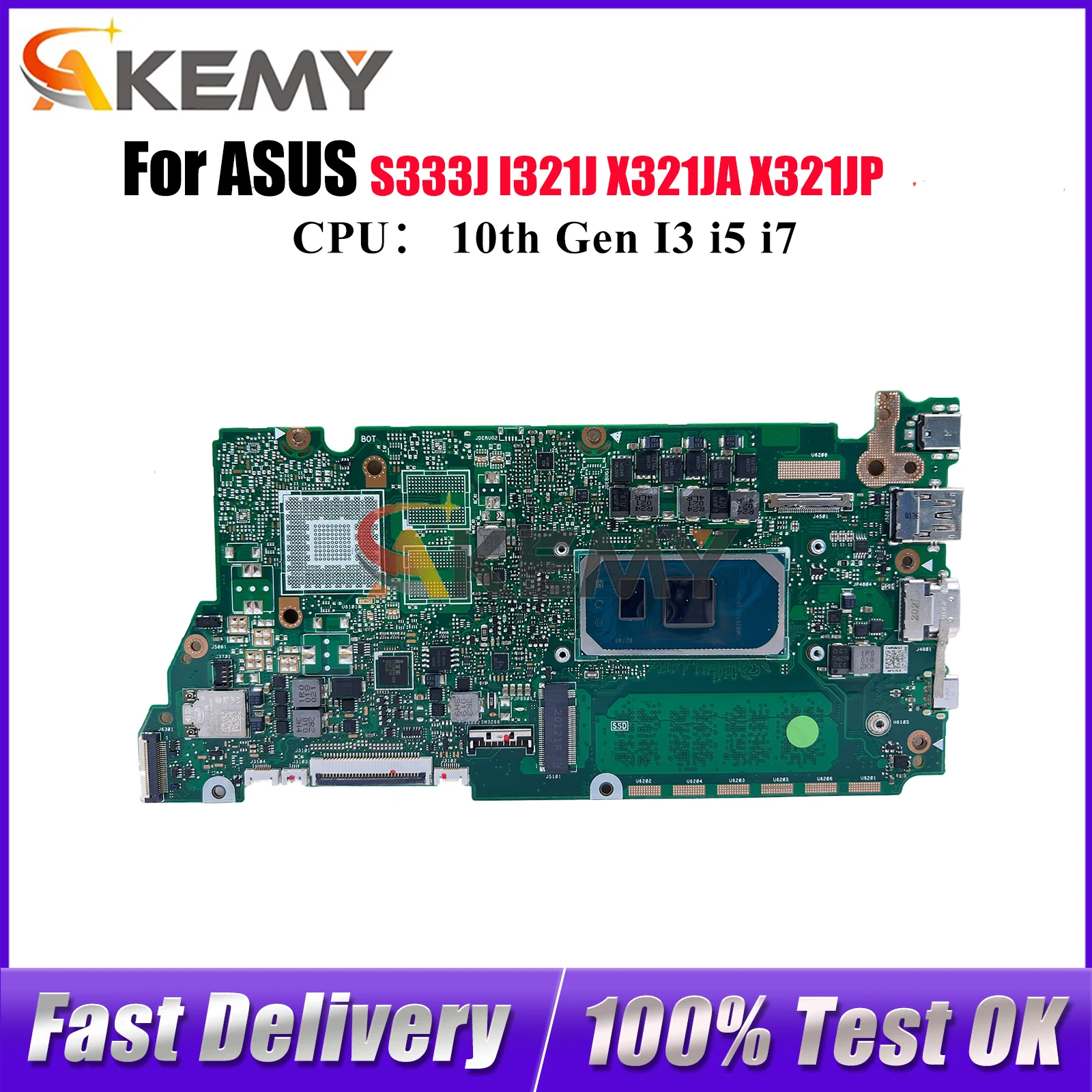 

X321JA Laptop Motherboard For ASUS VivoBook S333J X321JQ X321J I321J X321JA X321JP Mainboard With 10th Gen I3 i5 i7 tests OK stk