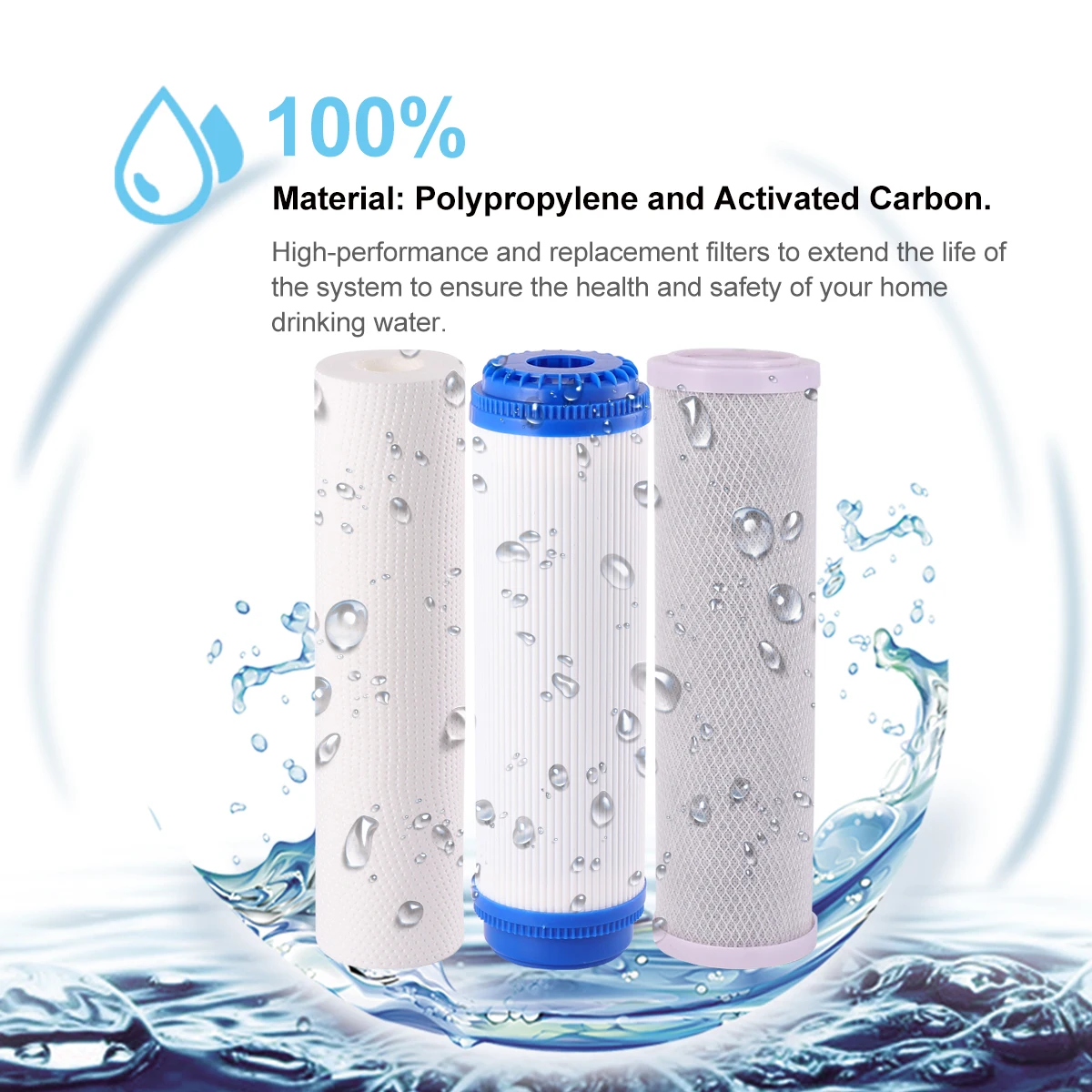 

10 Inch Water Filter Purifier Core Pp Cotton Compressed Activated Carbon House Flux Hard Lime Chlorine Reusable Eco