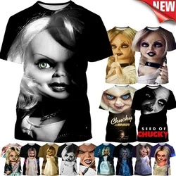 Personality Chucky Doll Short-sleeved Fashion Hip-hop Unisex Casual T-shirt Horror Movie Bride of Chucky 3D Printed T-Shirt