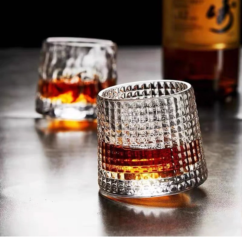 Rotatable Glass Coffee Cup Whiskey Shot Glasses Stress Relief Spinning Cup Teetotaller Beer Glasses Gyroscopic Drinkingware