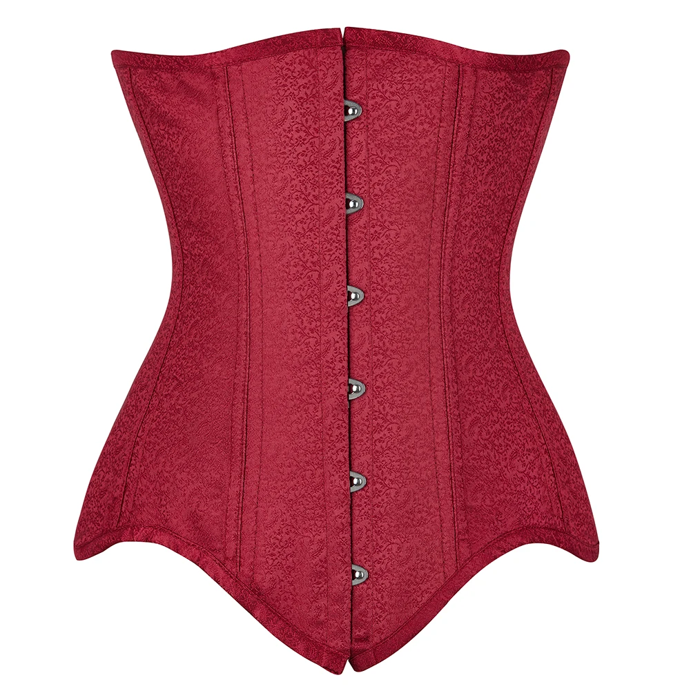 

Women Red Underbust Corset Steel Bones Slimming Gothic Bustier Tops Waist Trainer Cincher Belts Outfits Steampunk Corset