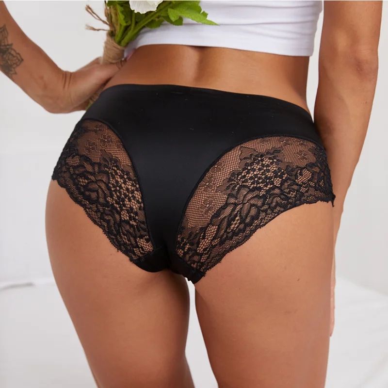 BZEL 4PCS/Set Women\'s Panties Exquisite Lace Briefs Breathable Female Underwear Satin Sexy Lingerie Sweet Comfortable Underpants