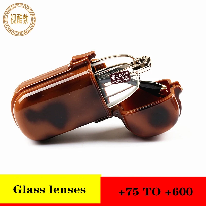 Portable Elegant Folding Reading Glasses Women Fold Temples Eyeglass With Case Belt Clip Presbyopic Glasses